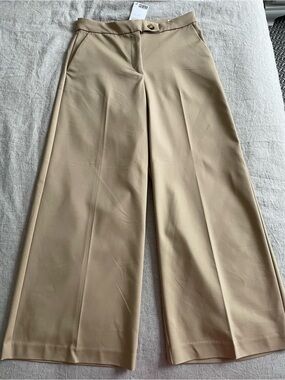 H&M Wide-Leg Trousers in Beige